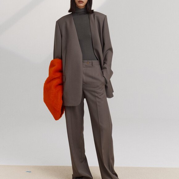 CHICJOC Classic Timeless Elephant Gray Wool Blazer Size 38 - Picture 10 of 16